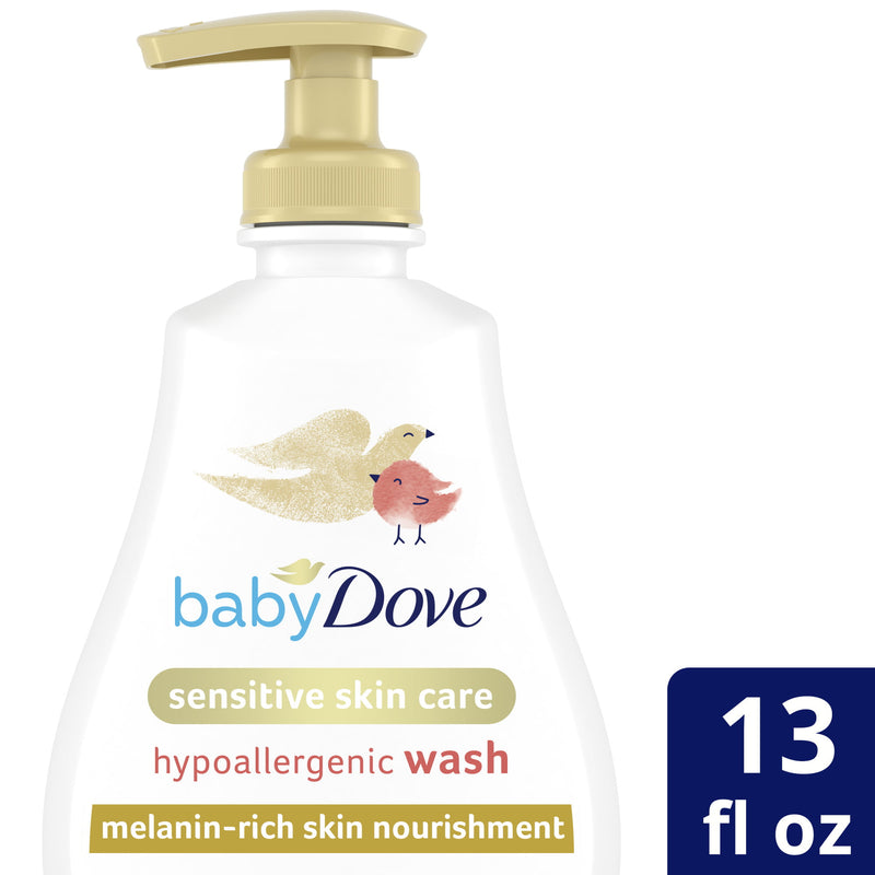 Dove Baby Dove Sensitive Wash For Bath Time, Melanin-Rich Skin Nourishment, 13 Oz Baby & Toddler White Smoke