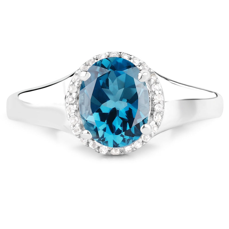 Bids.com 2.13 Carat Genuine London Blue Topaz and White Topaz .925 Sterling Silver Ring Rings White Smoke size 6.00,size 7.00,size 9.00,size 8.00,size 5.00