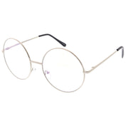 zeroUV 1920's Vintage Era Large Round Metal Clear Lens Glasses 8714 Glasses White Smoke Silver