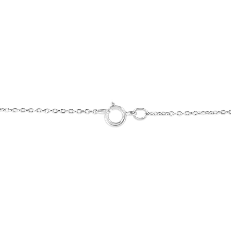 Bids.com .925 Sterling Silver Pave-Set Diamond Accent Angel Wing 18" Double Heart Pendant Necklace (I-J Color, I1-I2 Clarity) Necklaces White Smoke White.Sterling Silver / 18