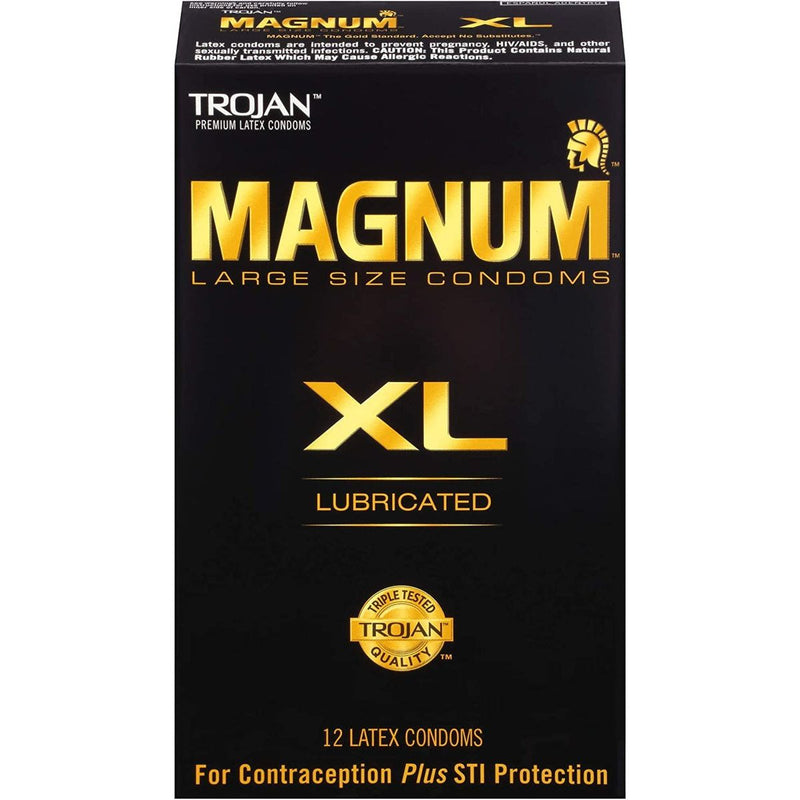 Trojan Trojan Lubricated Latex Condoms, Magnum XL, Extra Large Condoms Black