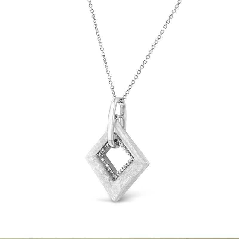 Bids.com .925 Sterling Silver Pave-Set Diamond Accent Kite Shape 18" Pendant Necklace (I-J Color, I1-I2 Clarity) Necklaces White Smoke White.Sterling Silver / 18