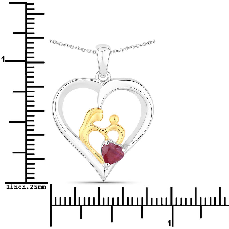 Bids.com 0.50 Carat Genuine Ruby .925 Sterling Silver Pendant Pendants White Smoke size 18.00