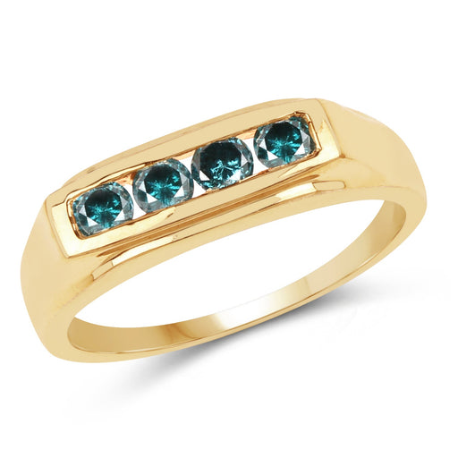 Bids.com 14K Yellow Gold Plated 0.48 Carat Genuine Blue Diamond .925 Sterling Silver Ring Rings White Smoke size 8.00,size 9.00,size 6.00,size 7.00,size 9.50,size 10.00