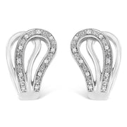 Bids.com .925 Sterling Silver Pave-Set Diamond Accent Horseshoe Hoop Earring (I-J Color, I1-I2 Clarity) Earrings White Smoke White.Sterling Silver / 0.11