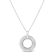 Bids.com .925 Sterling Silver Prong-Set Diamond Accent Satin Finished Double Circle 18" Pendant Necklace (I-J Color, I1-I2 Clarity) Necklaces White Smoke White.Sterling Silver / 18