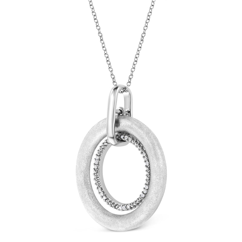 Bids.com .925 Sterling Silver Prong-Set Diamond Accent Satin Finished Double Circle 18" Pendant Necklace (I-J Color, I1-I2 Clarity) Necklaces White Smoke White.Sterling Silver / 18