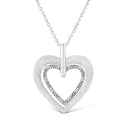 Bids.com .925 Sterling Silver Prong-Set Diamond Accent Double Heart 18" Pendant Necklace (I-J Color, I1-I2 Clarity) Necklaces White Smoke White.Sterling Silver / 18