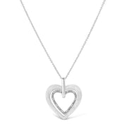 Bids.com .925 Sterling Silver Prong-Set Diamond Accent Double Heart 18" Pendant Necklace (I-J Color, I1-I2 Clarity) Necklaces White Smoke White.Sterling Silver / 18