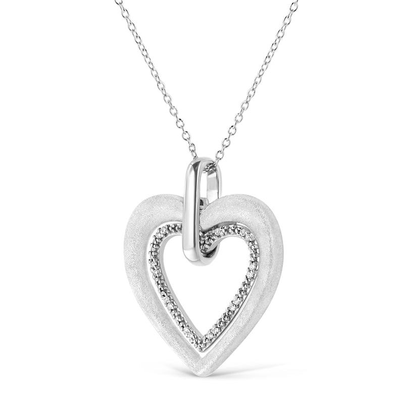 Bids.com .925 Sterling Silver Prong-Set Diamond Accent Double Heart 18" Pendant Necklace (I-J Color, I1-I2 Clarity) Necklaces White Smoke White.Sterling Silver / 18