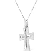 Bids.com .925 Sterling Silver Prong-Set Diamond Accent Cross 18" Pendant Necklace (I-J Color, I1-I2 Clarity) Necklaces White Smoke White.Sterling Silver / 18