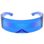 zeroUV Futuristic Retro Mirror Wrap Around Shield Sunglasses 8762 Sunglasses White Smoke Clear Blue Rainbow