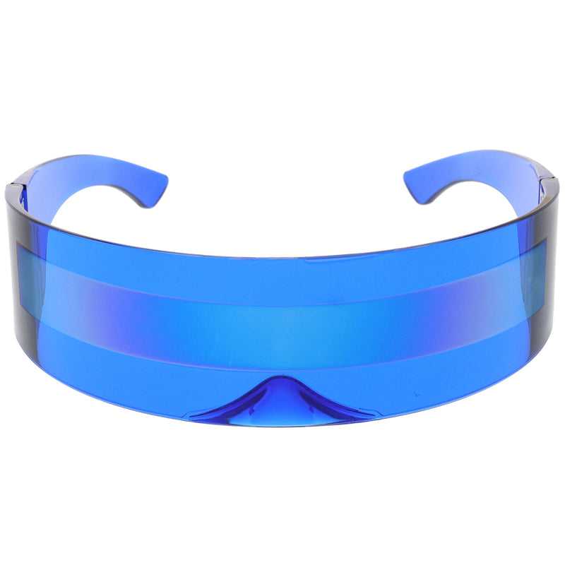 zeroUV Futuristic Retro Mirror Wrap Around Shield Sunglasses 8762 Sunglasses White Smoke Clear Blue Rainbow
