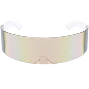 zeroUV Futuristic Retro Mirror Wrap Around Shield Sunglasses 8762 Sunglasses White Smoke Clear Holo
