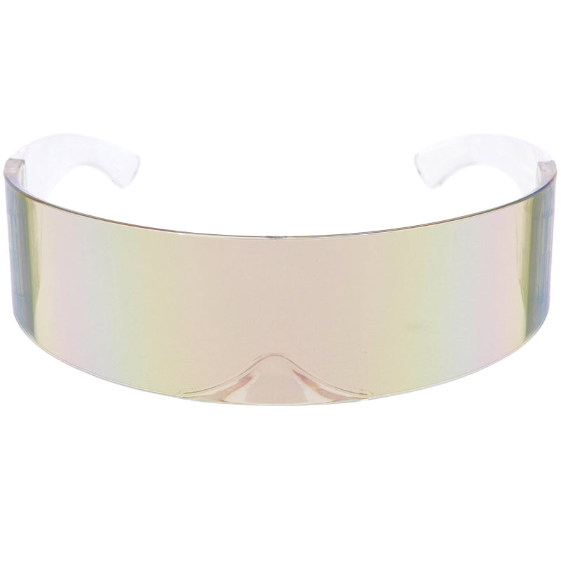 zeroUV Futuristic Retro Mirror Wrap Around Shield Sunglasses 8762 Sunglasses White Smoke Clear Holo