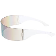 zeroUV Futuristic Retro Mirror Wrap Around Shield Sunglasses 8762 Sunglasses White Smoke Smoke Sun Mirror,Smoke Silver Mirror,Smoke Ice Mirror,Clear Red Smoke,Clear Blue Smoke,Black Smoke,Midnight,Sun,Pink,Blue,Silver Mirror,Clear Blue Rainbow,Clear Holo,Light Red,Light Purple