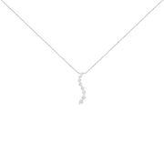Bids.com AGS Certified 14k White Gold 3.0 Cttw Baguette and Brilliant Round-Cut Diamond Journey 18" Pendant Necklace (K-L Color, I1-I2 Clarity) Necklaces White Smoke White.Gold / 18