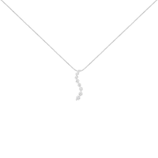 Bids.com AGS Certified 14k White Gold 3.0 Cttw Baguette and Brilliant Round-Cut Diamond Journey 18" Pendant Necklace (K-L Color, I1-I2 Clarity) Necklaces White Smoke White.Gold / 18