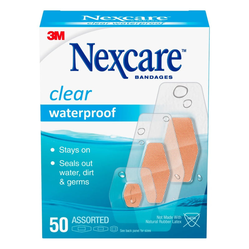 Nexcare Nexcare 3M Waterproof, Clear Bandages, Assorted Sizes, 50/Box Medical Tape & Bandages White Smoke