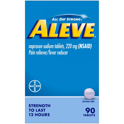 Aleve Aleve Pain Reliever & Fever Reducer, 220mg Naproxen Sodium, 90 Tablets Health & Beauty Light Sea Green