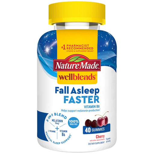 Nature Made Nature Made Wellblends Cherry Fall Asleep Faster 40 Gummies Vitamins & Supplements White Smoke