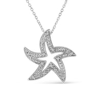 Bids.com .925 Sterling Silver Prong-Set Diamond Accent Starfish 18" Pendant Necklace (I-J Color, I1-I2 Clarity) Necklaces White Smoke White.Sterling Silver / 18