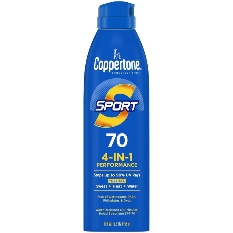 Coppertone Coppertone Sport Broad Spectrum SPF 70 Sunscreen Spray 5.5 Oz Sunscreen Royal Blue