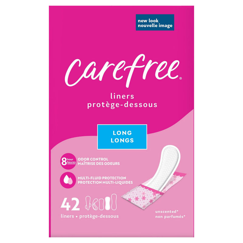Carefree Carefree Acti-Fresh Body Shape Pantiliners Long To Go Unscented Liners Health & Beauty Violet Red
