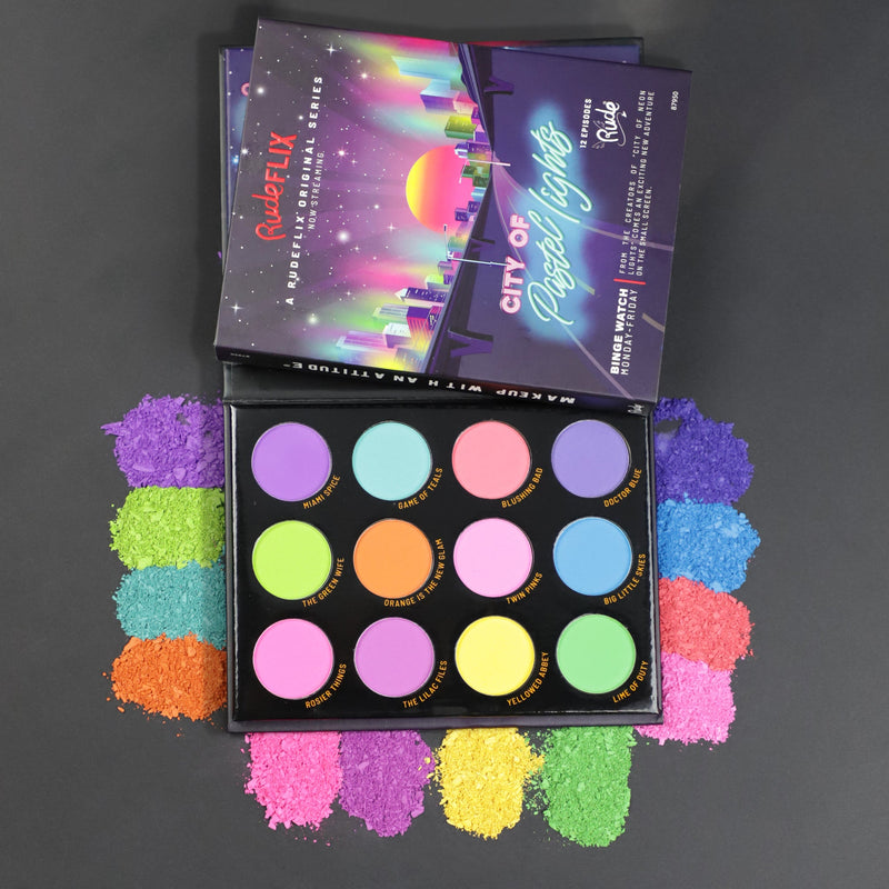 Rude Cosmetics City of Pastel Lights - 12 Pastel Pigment & Eyeshadow Palette Eyeshadow Palette Dark Slate Gray City of Pastel