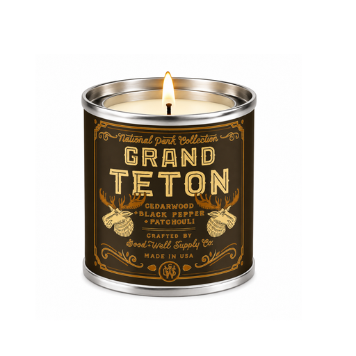 Good & Well Supply Co Grand Teton National Park Candle Candles Dark Slate Gray Half Pint / 8oz / Cotton Wick,Pint / 14oz / Cotton Wick