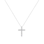 Bids.com .925 Sterling Silver 1.0 Cttw Prong Set Round-Cut Diamond Cross 18" Pendant Necklace (I-J Color, I2-I3 Clarity) Necklaces White Smoke White.Sterling Silver / 18
