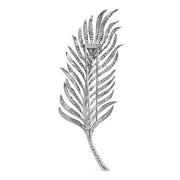 Bids.com 18K White Gold 2 7/8 Cttw Diamond Feather Brooch Pin (G-H Color, VS1-VS2 Clarity) Accessories White Smoke White.Gold / 2.9