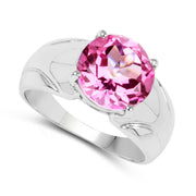 Bids.com 4.55 Carat Genuine Pink Topaz .925 Sterling Silver Ring Rings White Smoke size 7.00,size 6.00,size 8.00,size 9.00,size 5.00,size 10.00