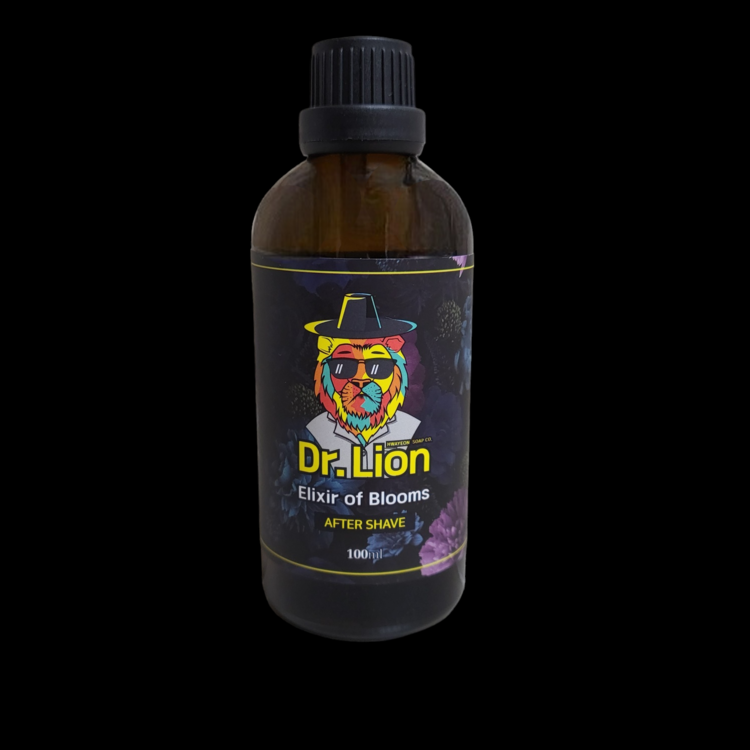 Hwayeon Soap Co. Dr. Lion Elixir of Blooms Shaving Collection Shaving Set Black Aftershave Alcohol-Free 3.4 oz
