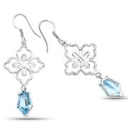 Bids.com 12.82 Carat Genuine Swiss Blue Topaz .925 Sterling Silver Earrings Earrings White Smoke