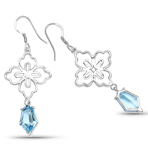 Bids.com 12.82 Carat Genuine Swiss Blue Topaz .925 Sterling Silver Earrings Earrings White Smoke