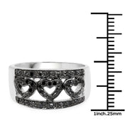 Bids.com 0.32 Carat Genuine Black Diamond .925 Sterling Silver Ring Rings White Smoke size 6.00,size 7.00,size 8.00,size 9.00