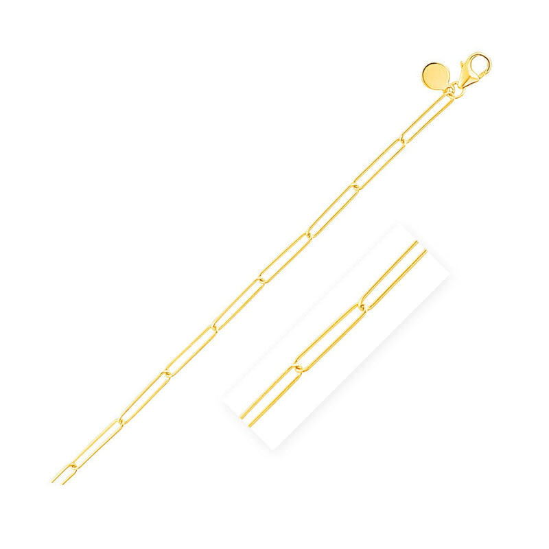 Bids.com 14k Yellow Gold Wire Paperclip Chain (2.7mm) Necklaces White Smoke 18 / Yellow Gold,24 / Yellow Gold