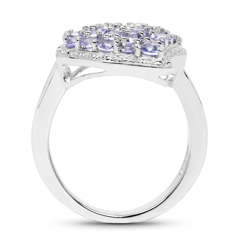 Bids.com 1.63 Carat Genuine Tanzanite .925 Sterling Silver Ring Rings White Smoke size 7.00,size 6.00,size 8.00,size 9.00,size 5.00,size 10.00