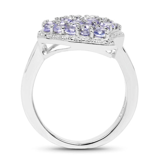 Bids.com 1.63 Carat Genuine Tanzanite .925 Sterling Silver Ring Rings White Smoke size 7.00,size 6.00,size 8.00,size 9.00,size 5.00,size 10.00