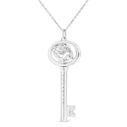 Bids.com .925 Sterling Silver Diamond Accent Virgo Zodiac Key 18" Pendant Necklace (K-L Color, I1-I2 Clarity) Necklaces White Smoke White.Sterling Silver / 18 / Aquarius