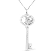 Bids.com .925 Sterling Silver Diamond Accent Virgo Zodiac Key 18" Pendant Necklace (K-L Color, I1-I2 Clarity) Necklaces White Smoke White.Sterling Silver / 18 / Aries