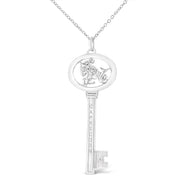 Bids.com .925 Sterling Silver Diamond Accent Virgo Zodiac Key 18" Pendant Necklace (K-L Color, I1-I2 Clarity) Necklaces White Smoke White.Sterling Silver / 18 / Capricorn
