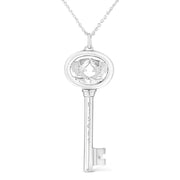 Bids.com .925 Sterling Silver Diamond Accent Virgo Zodiac Key 18" Pendant Necklace (K-L Color, I1-I2 Clarity) Necklaces White Smoke White.Sterling Silver / 18 / Pisces