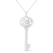 Bids.com .925 Sterling Silver Diamond Accent Virgo Zodiac Key 18" Pendant Necklace (K-L Color, I1-I2 Clarity) Necklaces White Smoke White.Sterling Silver / 18 / Scorpio