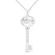 Bids.com .925 Sterling Silver Diamond Accent Virgo Zodiac Key 18" Pendant Necklace (K-L Color, I1-I2 Clarity) Necklaces White Smoke White.Sterling Silver / 18 / Taurus