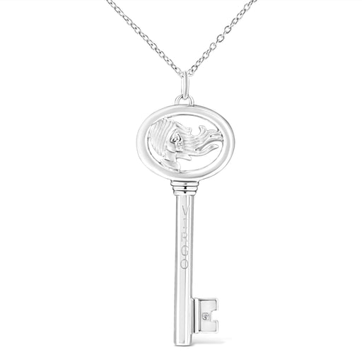 Bids.com .925 Sterling Silver Diamond Accent Virgo Zodiac Key 18" Pendant Necklace (K-L Color, I1-I2 Clarity) Necklaces White Smoke White.Sterling Silver / 18 / Virgo