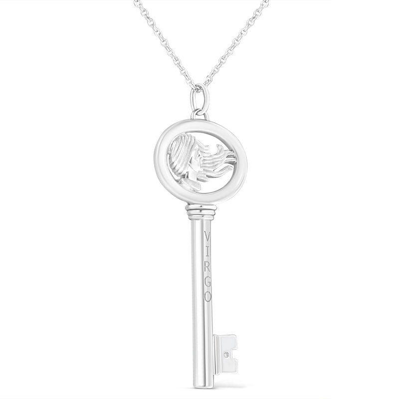 Bids.com .925 Sterling Silver Diamond Accent Virgo Zodiac Key 18" Pendant Necklace (K-L Color, I1-I2 Clarity) Necklaces White Smoke White.Sterling Silver / 18 / Virgo,White.Sterling Silver / 18 / Aquarius,White.Sterling Silver / 18 / Aries,White.Sterling Silver / 18 / Cancer,White.Sterling Silver / 18 / Capricorn,White.Sterling Silver / 18 / Gemini,White.Sterling Silver / 18 / Leo,Whi