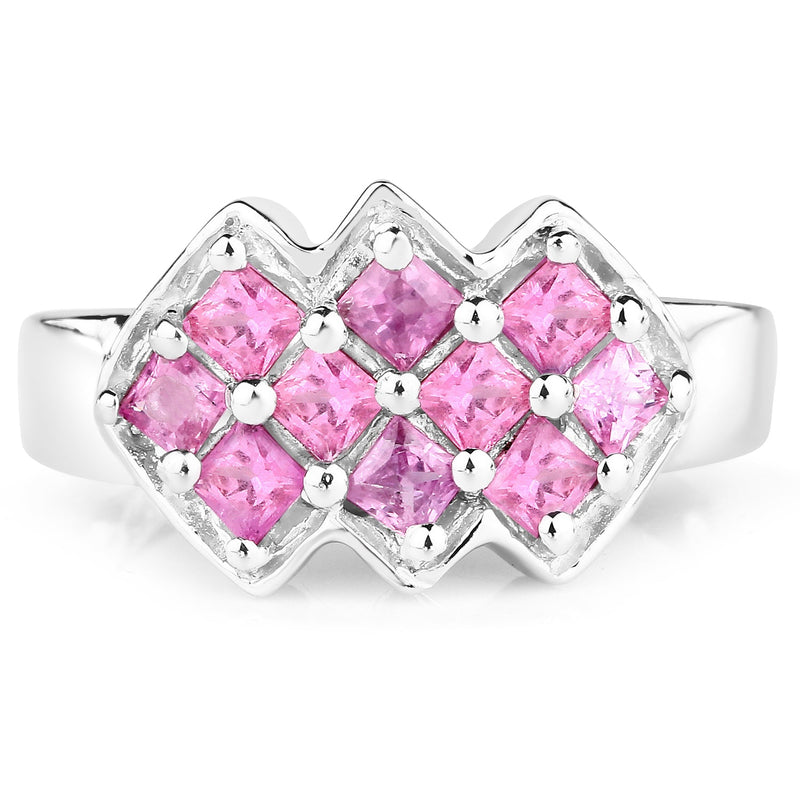 Bids.com 1.20 Carat Genuine Pink Sapphire .925 Sterling Silver Ring Rings White Smoke size 7.00,size 5.00,size 6.00,size 8.00,size 9.00