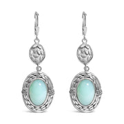 Bids.com .925 Sterling Silver Chalcedony Diamond Accent Drop and Dangle Earring (K-L Color, I1-I2 Clarity) Earrings White Smoke White.Sterling Silver / 0.06